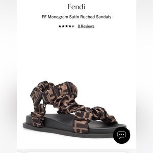 Fendi FF Monogram Satin Ruched Sandals